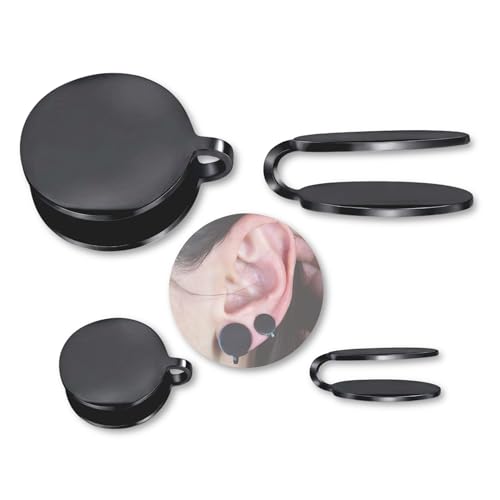 15mm & 10mm Keloid Pressure Earring Set for Women and Men | Clip on Compression Earrings for Swelling (Black)