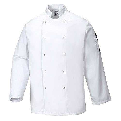 Portwest C833WHRM Chaqueta de Chef, Suffolk , M, Blanco (White)