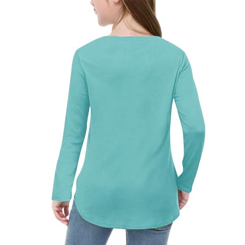Girls Trendy Long Sleeve Active Shirts Slim Fit Tee Shirt Side Split Slit T-Shirt Top Loose Soft Smocked Blouses2