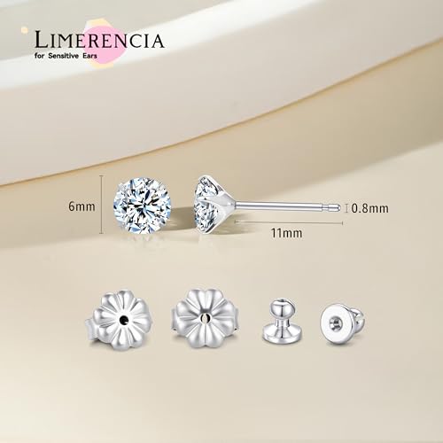 Limerencia Moissanite Stud Earrings, F136 Titanium Screw Back Earrings, D Color VVS1 Clarity Lab-created Moissanite Earrings, Hypoallergenic G23 Pure Titanium for Women Men Sensitive Ears2