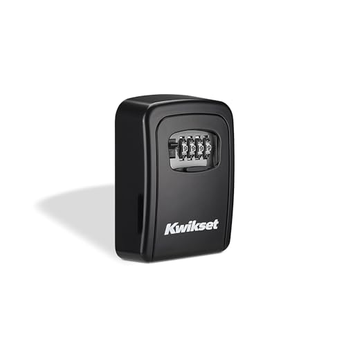 Kwikset Wall Mount Key Storage Lock Box, Resettable 4-Digit Combination, Large Capacity, 3-9/16 in, 1 Pack, Black