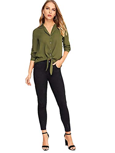 Image of MIZAGO Women's Top (Olive-Knot-Shirt Olive Green Small)