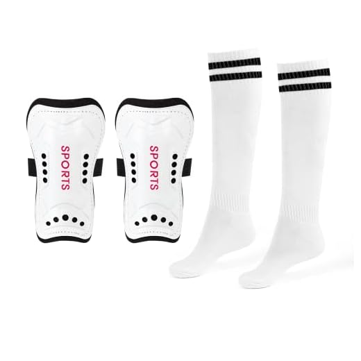 Soccer Shin Guards for Youth Kids with Soccer Socks, 3 Sizes Shin Pads Child Calf Protective Gear Lightweight Adjustable Equipment for 3-15 Years Old Girls Boys Toddler Kids Teenagers (White, S)
