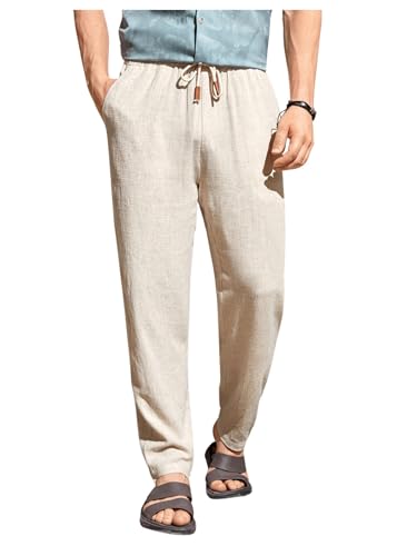 Verdusa Men's Elastic Drawstring Waist Pants Casual Trousers
