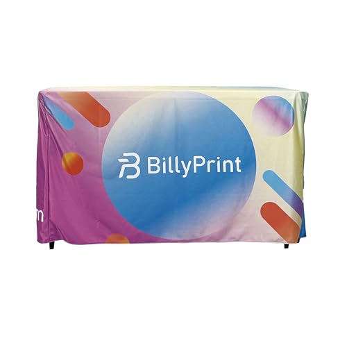 Custom Table Cloth with Business Logo 4FT 5FT 6FT 8FT Custom Table Runner for Tradeshow Events Birthday Wedding Anniversary Personalized Fitted Table Cover (Rectangle 6FT)