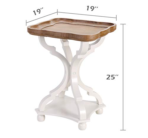 Cozayh Set Of 2 Rustic Farmhouse Cottagecore Accent End Table, Natural Tray Top Side Table Nightstand For Family, Dinning Or Living Room, Handcrafted Finish, Modern, White #TOP4