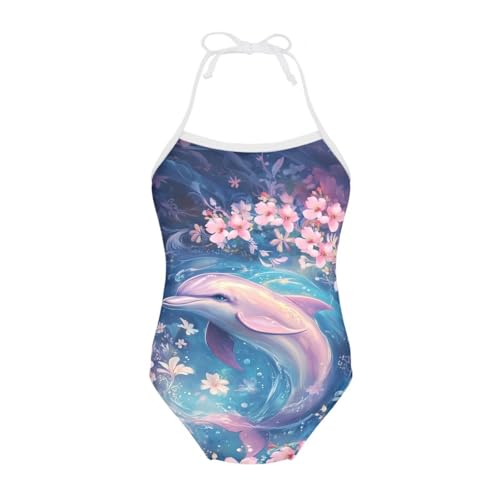 Image of ELEQIN Cartoon Animal Cute Girls One Piece Swimsuit Adjustable Swimwear for 3Y-10Y