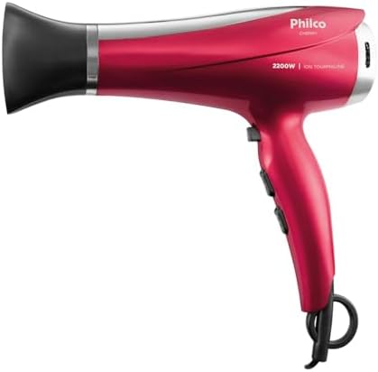 Secador de Cabelos Philco Vermelho Cherry Tourmaline Íon 2200W 22...