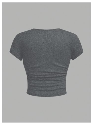 Image of SOLY HUX Girl's Basic Crop Top Set Crew Neck Short Sleeve T-Shirts 3 Packs Casual Summer Fitted Tees