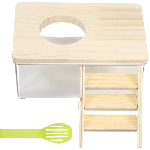 Mipcase Pet Bath Kit Multi-Functional Hamster Bathing Sand Set for Chinchilla Small Animal Sandbox Container with Climbing Ladder