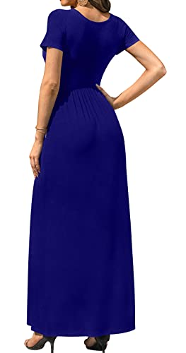 Image of DB MOON Womens 2026 Summer Maxi Dresses Casual Short Sleeve Empire Waist Spring Long Dress with Pockets