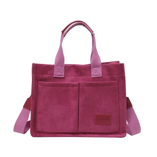 Image of Cherry Tote Bag for Women Canvas Patched Purse Cute Shoulder Bag Multi-Pocket Satchel Handbag for work travel