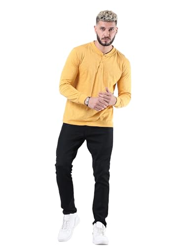 Image of fanideaz Mens Premium High Neck Henley T Shirts for Men Branded Full Sleeve Shirt for Men in Pure Cotton Casual & Formal Wear