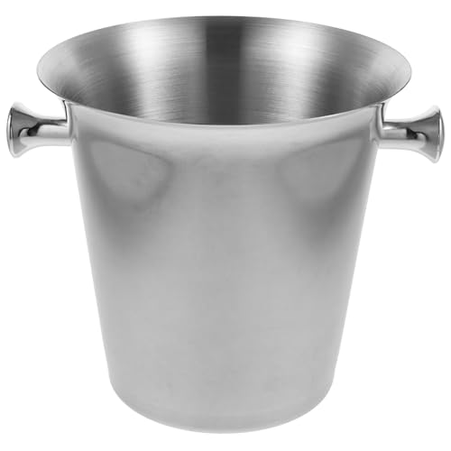 EXAOMBLE Cubo de Hielo de Acero Inoxidable de 3l Gran Capacidad y Diseño Cónico Elegante para Enfriar Botellas en Fiestas y Bares