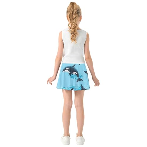 Dolphins Light Blue Toddlers Tennis Skirts Children Girls Skorts Athletic Shorts Butterfly Skirt 4t4