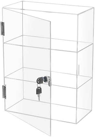 Choowin 3 Shelf Acrylic Display Case with Lock Key, Clear Locking Display Case Showcase Cabinet with Fixed Shelves - Safe Storage for Collectibles Labubu, 11.8x5.9x15.7 inch