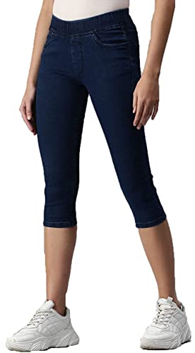 Image of ADBUCKS Womens Slim Fit Denim Lycra Stretchable Capri Mid Rise with Elasticated Waistband (Multi Color & Plus Size Also Available)
