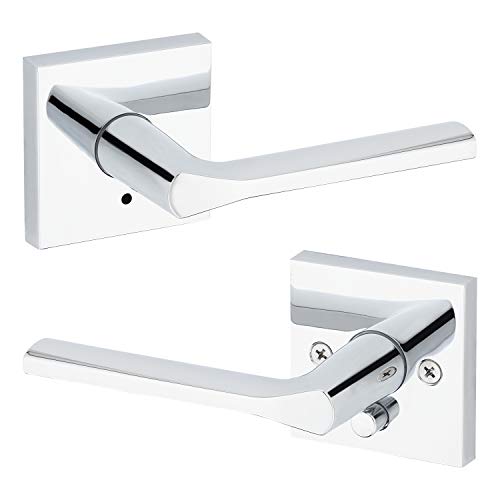 Kwikset 91550-023 Lisbon Door Handle Lever with Modern Contemporary Slim Square Design