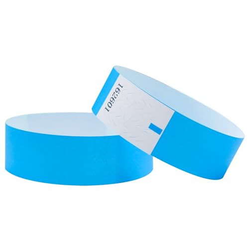 L LIKED 500 Pcs Numbered Neon Wristbands for Events (Neon Blue)