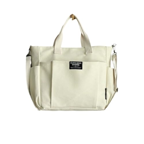 Urban Minimalist Female Student Large Capacity Commuting Horizontal Canvas Single Shoulder Diagonal Cross Portable Tote Bag