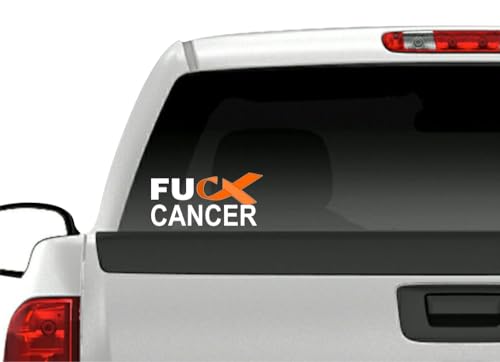Image of 2 FU Cancer Orange Ribbon 8'' Decals FCK Leukemia Cancer Vinyl Vehicle Decal Stickers (Orange (2 Decals))