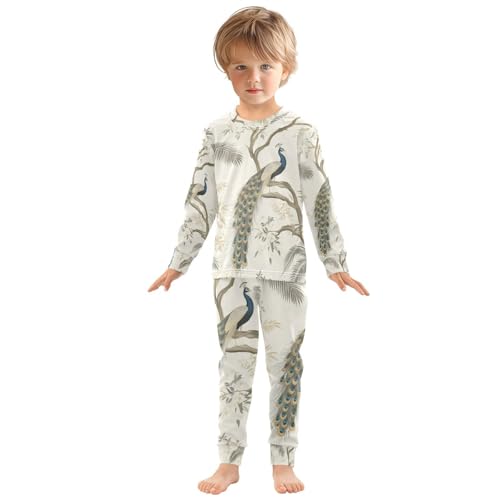 Fustylead Vintage Garden Peacock Palm Floral Pajamas Cotton Sleepover PJ Set Long Sleeve Lounge Wear3