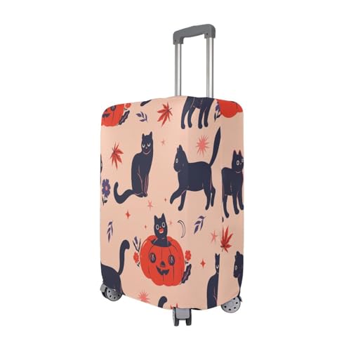 Halloween Cat and Pumpkin Luggage Cover for Suitcase, Elastic Travel Protector with Zipper, Washable Anti-Scratch Dustproof Luggage Sleeve Fits 29-32 Inch3