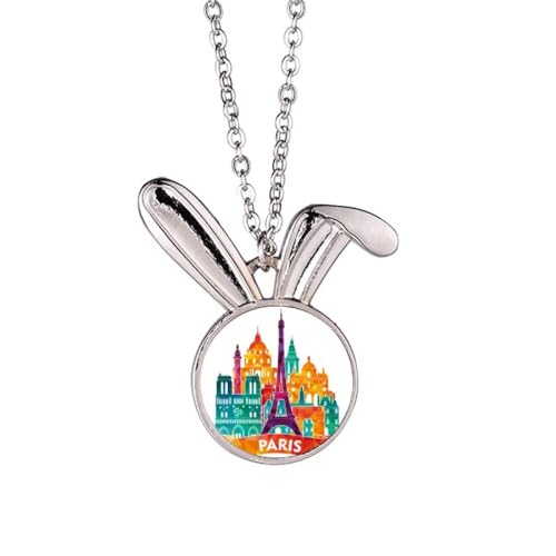 Pendentif lapin et Tour Eiffel collier chic pour vos sorties