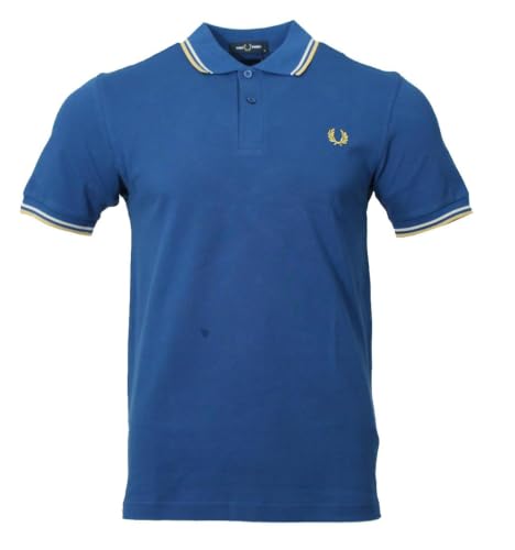 Fred Perry Herren Kurzarm Polo - M3600 (DE/NL/SE/PL, Alphanumerisch, 3XL, Regular, Regular, Blau/Gelb/Weiß)