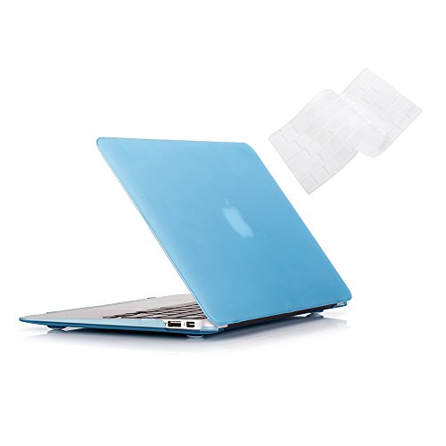 RUBAN Case Compatible with MacBook Air 11 Inch Release (A1370/A1465) - Slim Snap On Hard Shell Protective Cover and Keyboard Cover for MacBook Air 11, Grey Blue