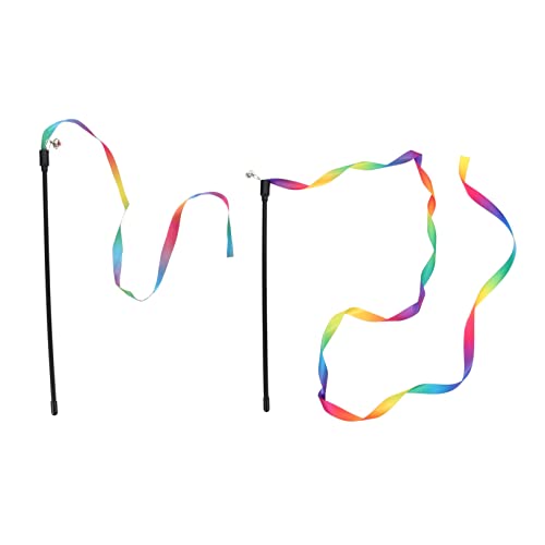 OUNONA 2個 猫のティーザー 猫のおもちゃ ポータブル猫の杖 子猫供給 ポータブル猫ティーザー 面白い猫の杖 耐摩耗性の猫の杖 猫の杖のおもちゃ 子猫のアクセサリー pp Colorful