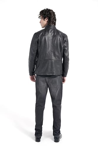 Men's Quilted Biker Leather Jacket – Moto Style Jacket, Rugged Racer Motorcycle Jacket for Men Premium Fit and Feel.4