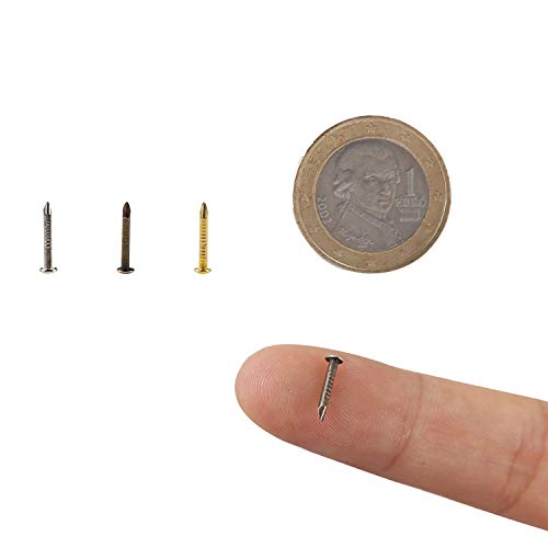 newlng 500pcs Small Nail Round Head Tiny Nails String Art Nails Hand-Made Hardware Accessories Fasteners 1 X 10mm/0.04"X0.4"(DXL) Gold