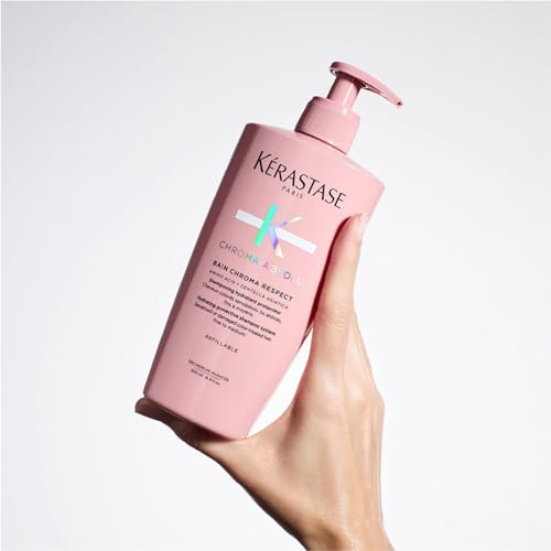 KÉRASTASE Chroma Absolu - Shampoing Hydratant Protecteur Doux - Pour Cheveux Colorés Sensibilisés ou Abîmés Fins à Moyens - Bain Chroma Respect - 500 ml