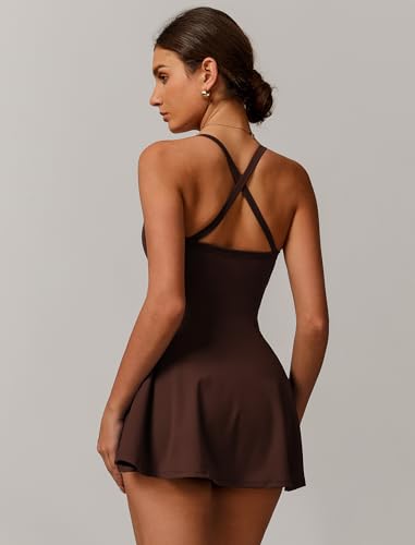 Womens Tennis Golf Dress with Built-in Bra Shorts Cross Backless V Neck Twist Front Hem Athletic Dresses3