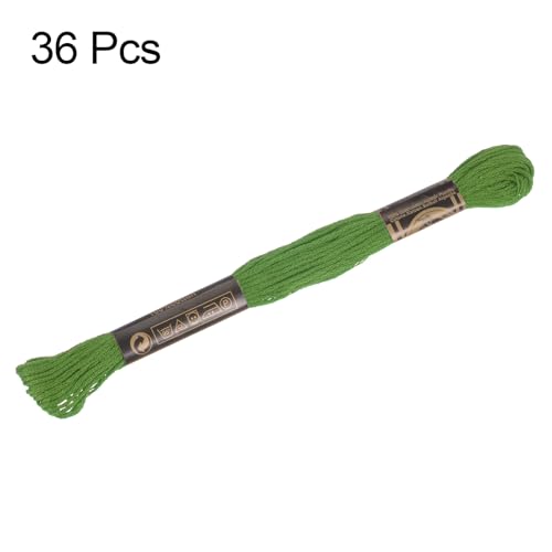 Image of HARFINGTON 3pcs 12 Skeins Embroidery Floss 8.75yds(8m) Egyptian Long-Staple Cotton Cross Stitch Thread for Sewing DIY Bracelet Yarn String and Crafts, Grass Green(6905)