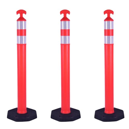 Reflective Rubber Base Traffic Delineator Post (3 Pack - 42 Inch)