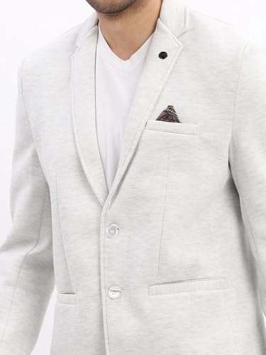 Image of SHOWOFFFF Men Solid Single Breasted Casual Blazer | Notched Lapel Full Sleeves Cotton Blazer for Mens | Slim Fit Regular Length Blazer for Men's