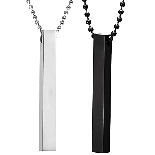 okos Men's Jewellery 3D Cuboid Vertical Bar/Stick Stainless Steel Locket Pendant Necklace for Boys and Men PD1000871 (Image - 1)