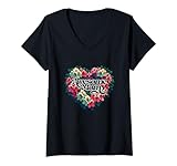 Photo Gallery donna awesome mom, ghirlanda floreale a forma di cuore maglietta con collo a v Photo Gallery donna awesome mom, ghirlanda floreale a forma di cuore maglietta con collo a v