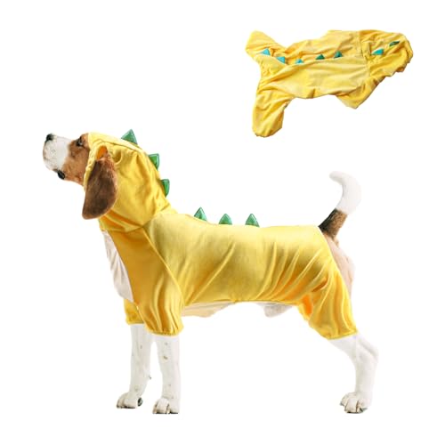 NACOCO Halloween Dog Dinosaur Costume - Pet Clothes Design Hoodie Yellow for Medium & Large Dog(Yellow, XS) - image 1