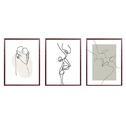Dessin au trait abstrait amoureux pour masquer mur vide salon 50x70