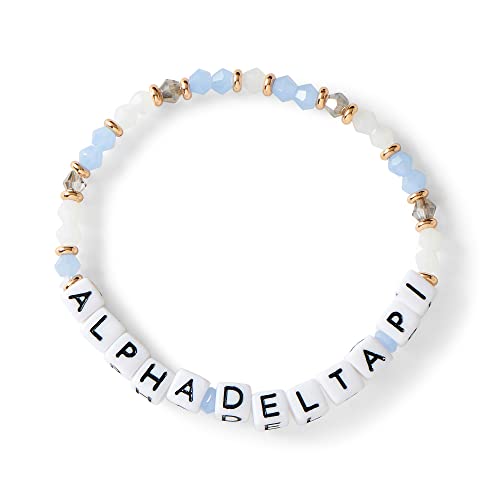 Sorority Shop Alpha Delta Pi Bracelet — Glass Bead Bracelet with ADP Name Beads and 18K Gold Accent Beads, Greek Sorority Jewelry for Big Little Sorority Gifts