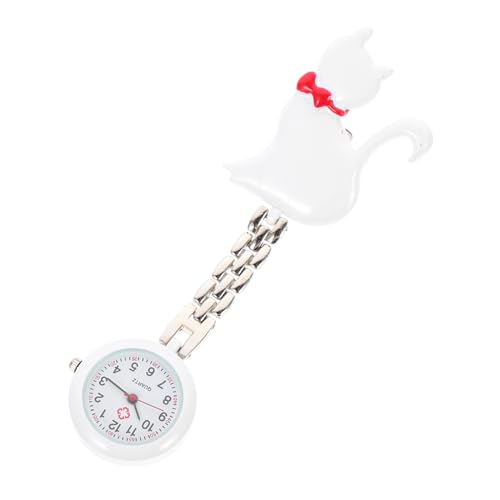 LIOOBO ナース向け可愛い小猫モチーフ英懐中時計 便利な吊り下げ式 医療従事者対応 シンプル操作で携帯に