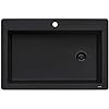Ruvati Midnight Black Granite Composite 33 in. x 22 in. Single Bowl Drop-in Topmount Kitchen Sink RVG1033BK