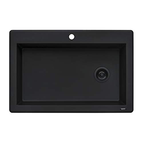 Ruvati RVG1033BK 33 X 22 Inch Drop-In Topmount Granite Composite Single Bowl Kitchen Sink Slope Bottom thumb #2