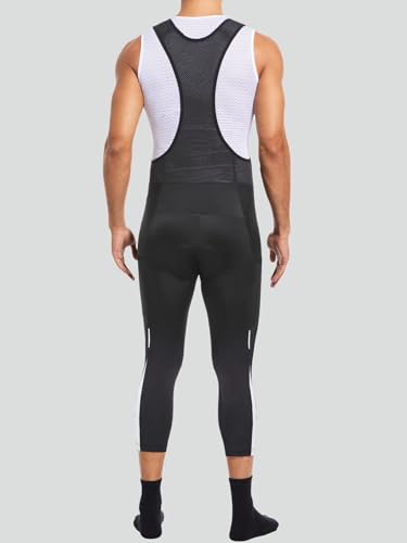 qualidyne Bermuda masculina de ciclismo com bolsos, calça capri acolchoada 4D, Preto, XGG