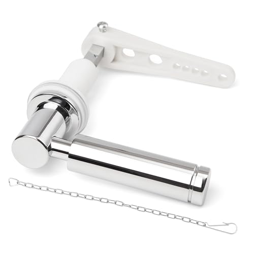 Weielt Toilet Flush Handle Eeplacement Kit Zinc Alloy Metal Toilet Handle Replacement Toilet Cistern Lever Arm with Chain - Adjustable Arm