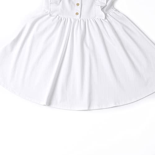 Girls Denim Dress Flutter Sleeveless Classic Jean Shirt Button Down Dresses for 6-13 Years4