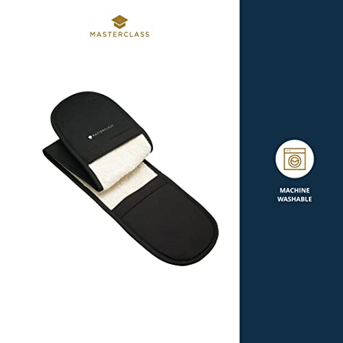 MasterClass Oven Gloves, Heat Resistant, Duble-Sided, Heavy-Duty Cotton, Black - Image 4